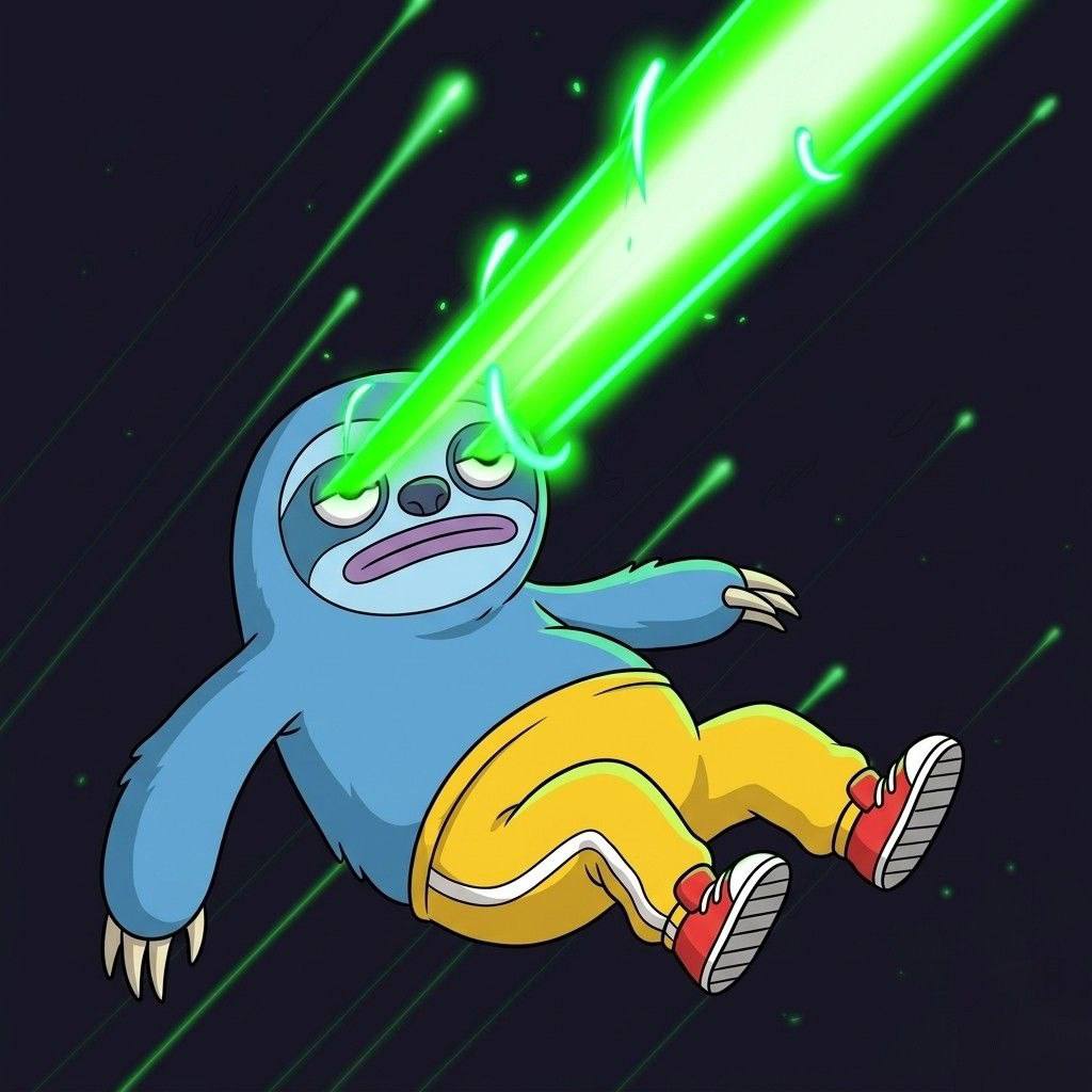 NYXOR streaking through space on a green laser